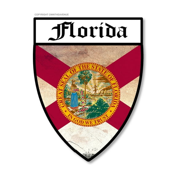 Florida Flag Badge Logo Vintage Style Car Truck Vinyl Sticker Decal 3.5"