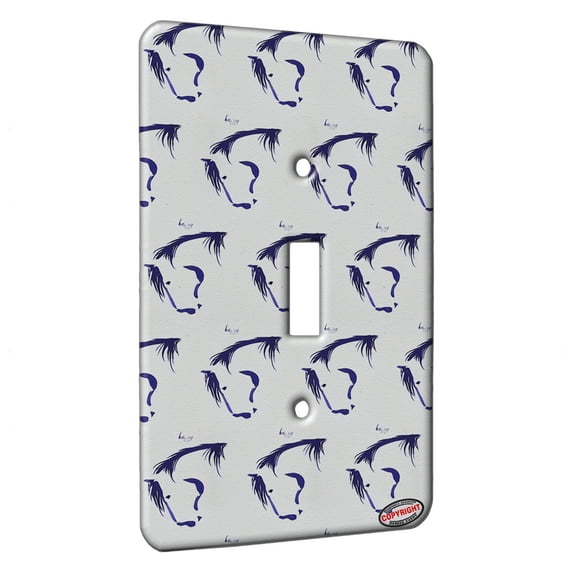 KuzmarK™ Single Gang Toggle Switch Wall Plate - Simplicity Horse Head in Blue Horse Modern Art by Denise Every