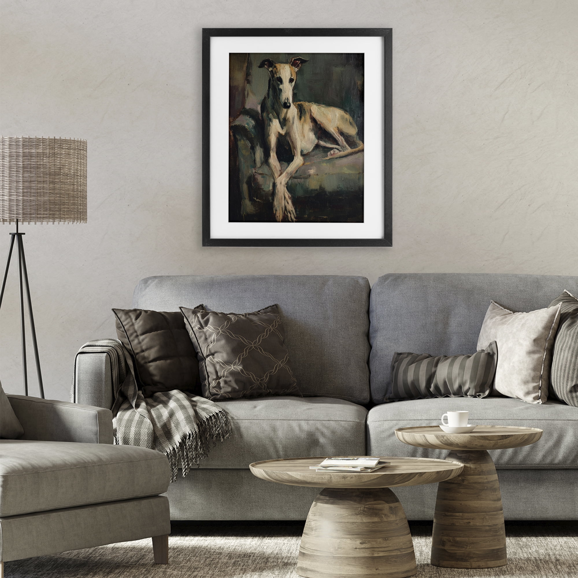 Stupell Industries Regal Comfort Whippet Dog Black Framed Print Under Glass, design by Svetlana Aleynikova
