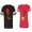 Men Black / Women Red, variant on Heart Key Lock Unisex Couple Matching Cotton Jersey style T-Shirt Contrasting stripes on sleeves (Men Black / Women Black) (Men S / Women S)