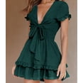 thumbnail image 5 of Vestido PRETTYGARDEN Verano 2025 Mini Verde Oscuro XL con Escote en V y Lazo, 5 of 5