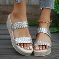 thumbnail image 2 of Rokment Metallic Silver Boho Espadrilles Platform Wedge Dress Sandals for Women Fashion Casual Braided Leather Open Toe Chunky High Heels Beach Summer Shoes A Size 6, 2 of 8