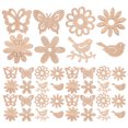 thumbnail image 4 of 50 adornos de madera con forma de flor, mariposa, pájaro, recortes de madera, manualidades DIY, 4 of 7