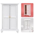 thumbnail image 3 of Qiilu Maison de Poupée Garde-Robe, Maison de Poupée Miniature Maison de Poupée Garde-Robe Blanc en Bois Double Porte Armoire Domestique, 3 of 8