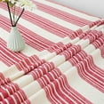 thumbnail image 6 of DriftAway Pom Pom Tassel Rectangle Linen Textured Decorative Table Cloth for Indoor Outdoor Chris Stripe Printed Dining Buffet Table Parities Dinner 102"L x 54"W Red, 6 of 9