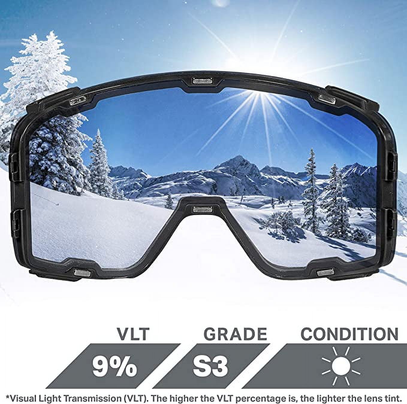 Wildhorn Pipeline Ski - Wide View Anti-Fog Unisex Cylindrical Snowboard Goggles - image 4 of 6