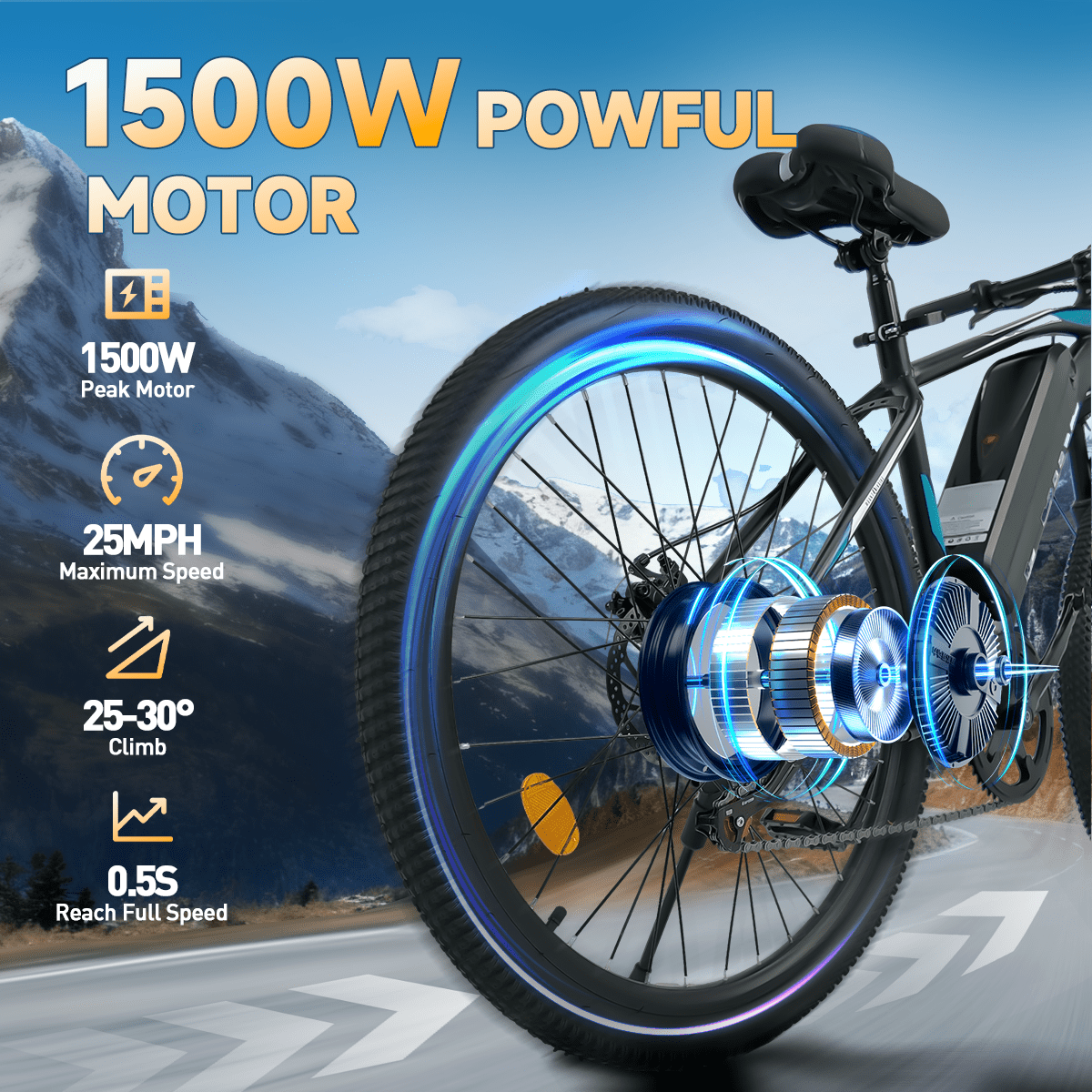 BroPath Electric Bike for Adults, Ebike, Electric Bicycle with 576WH Removable Battery,26" Mountain Ebike 25MPH,40+ Miles(MAX),750W High Motor,Multi-Shock Absorption,Commuting,UL2849