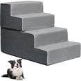 thumbnail image 2 of 18"H Gray 4-Step Pet Stairs - High-Density Sponge, Removable Washable Cover & Non-Slip Base for Couches/Beds, 2 of 3