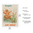 thumbnail image 2 of Bangkok Thailand - Air India - Maharajah with Thai Classical Khon Dancer - Vintage Airline Travel Poster c.1965 - Master Art Print 10in x 14in, 2 of 4