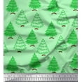 thumbnail image 1 of Soimoi Silk Fabric Christmas Tree Block Printed Fabric 1 Yard 42 Inch Wide, 1 of 1