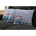 thumbnail image 5 of Ambesonne Christmas Throw Pillow Cover 4 Pack, Fun Birds Santa Hats, 20", Blue Red, 5 of 5