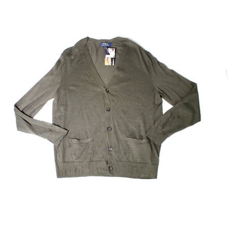 New Mens Cashmere Sweater - Polo NEW Green Mens Size Large L Cardigan Cashmere Sweater