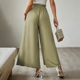 thumbnail image 3 of Lu's Chic Women's Palazzo Pants Wide Leg Split Slit Casual Pants Summer High Waisted Lightweight Elastic Waist Trousers Tie Knot Green XX-Large, 3 of 4
