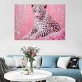 thumbnail image 3 of Mudket Pink White Leopard with Diamond Pearl Decor Canvas Wall Art, Cute Glam Princess Paintings for Bedroom Print for Girls Nursery Home Decor , Framed Ready to Hang - 12"L x 8"W, 3 of 9