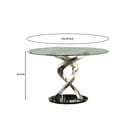 thumbnail image 5 of Contemporary Round Dining Table with Swirl Metal Base, Black and Silver, 5 of 5