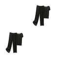 thumbnail image 3 of Conjunto de pijama de seda de hielo Qarigey para mujer Camiseta de algodón con cuello en V Pantalones sueltos Negro 4XL 2 piezas, 3 of 6
