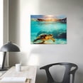 thumbnail image 4 of JRXY Green Sea Turtle Wall Hawaiian Sea Turtle Florida Sea Life Teal Watercolor Poster Canvas Wall Art Living Room Bedroom Painting Living Room Decor picture 2, 4 of 5