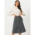 thumbnail image 2 of DARING DIVA Women's A-Line Button Front Belted Midi Skirts M Grey, 2 of 6
