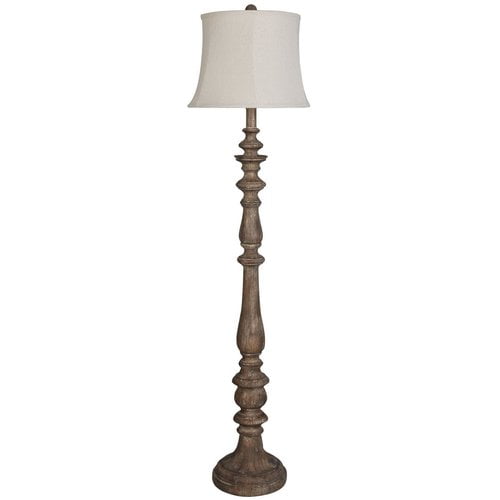 distressed wood floor lamp