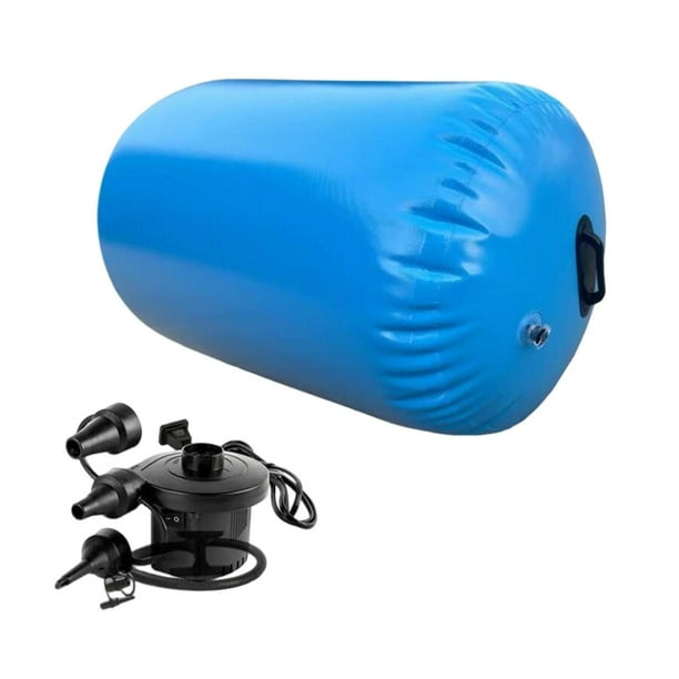Colchoneta inflable para gimnasia con rodillo de aire, para ejercicios de salto con resorte hacia atrás, con bomba portátil de PVC. Ideal para gimnasi Azul 07x09 m