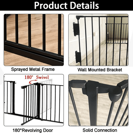 IAJXWI Protective Baby Gate, Metal Fireplace Fence, Lock Large Playpen for Baby/Toddler/Pet/Dog