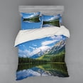 thumbnail image 2 of Ambesonne Nature Bedding Set 3 Pcs, Mountain Lake Scenery, Twin XL, Blue White Green, 2 of 3