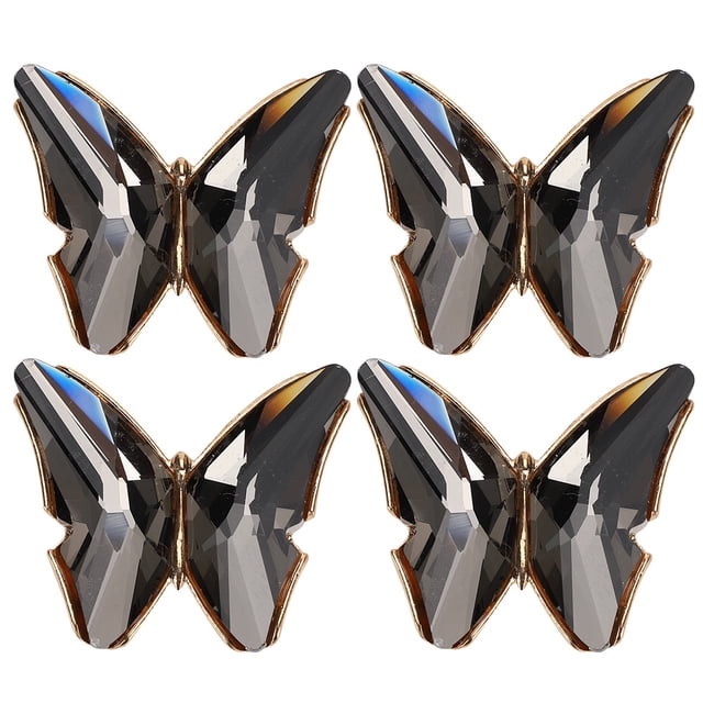 4 Uds. Elegante hebilla de zapato, apliques de mariposas de cristal, decoración DIY para tacones, bolsa de ropa