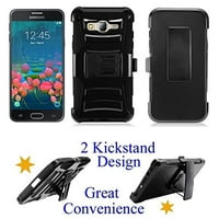 for 5" Samsung Galaxy J5 Prime On5 Case Phone Case Belt Clip Holster 2 Kick Stands Hybrid Armor Shock Bumper Cover Black
