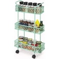 thumbnail image 7 of Oumilen Slim Rolling Storage Cart, 3 Tier Bathroom Organizer, Shelving Utility Cart, Green, 7 of 7