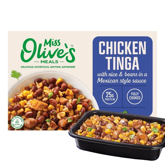 Miss Olive’s Chicken Tinga & Rice Meal, 6 Pack (6/10.5 oz Trays – K12) – Heat & Serve Microwave Meals – Ready-to-Eat Entrées – High Protein, Shelf-Stable, Convenient Lunch & Dinner