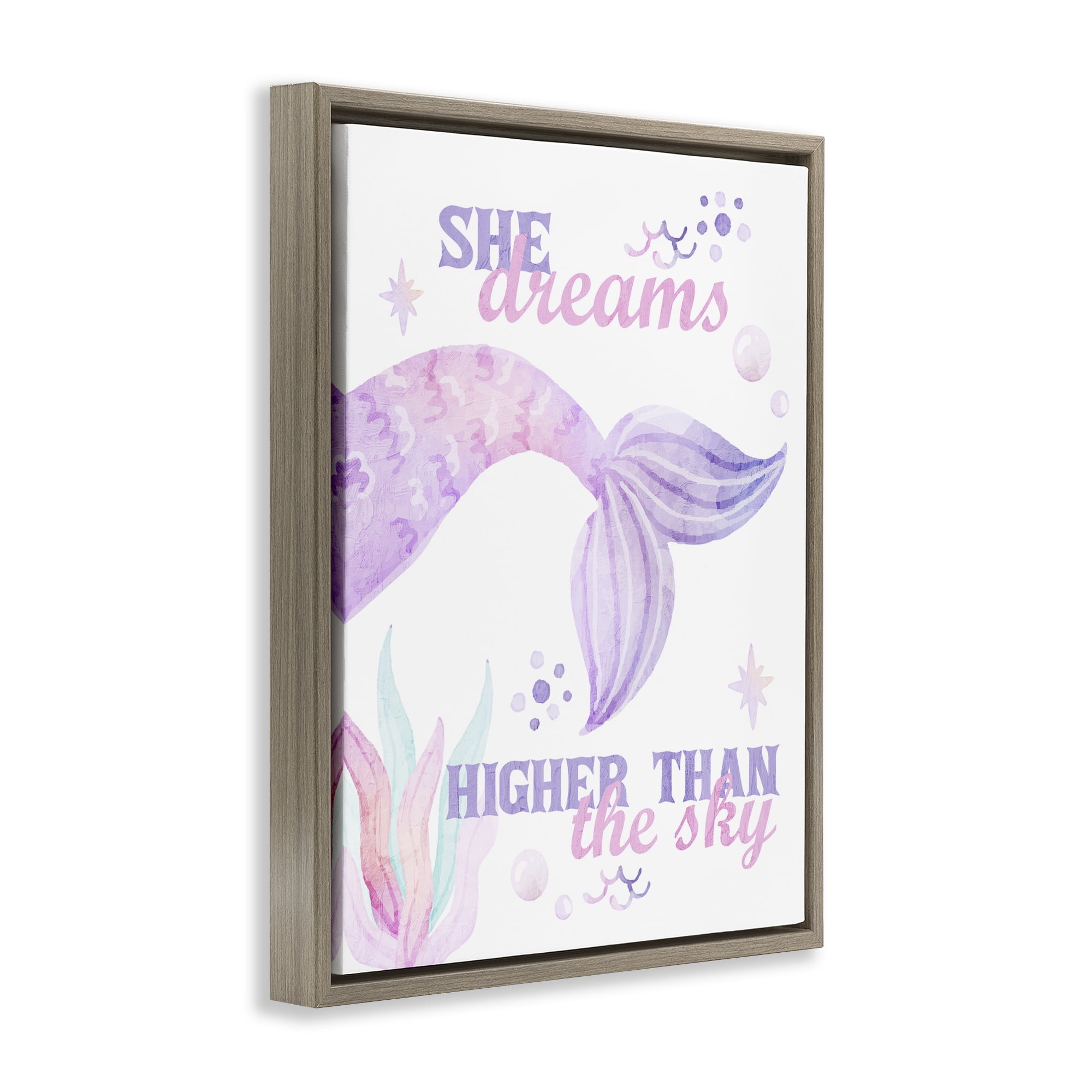 She Dreams Higher Than The Sky Brown Framed Floater Canvas Wall Art, design by Kim Allen