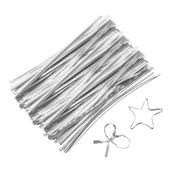 5" Twist Ties, Metallic Twist Ties, Reusable Plastic Coated Twist Ties, Pack of 800, Silver