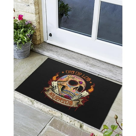 

Indoor Outdoor Mats Skull Illustration Door Mat Non-Slip Absorbent Resist Dirt Entrance Mat Washable Welcome Mats for Entryway Low-Profile Floor Mats