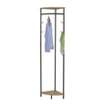 thumbnail image 2 of IN Room Furniture Designs Contemporary Metal Corner Cloth Hanger in Black/Oak, 2 of 3