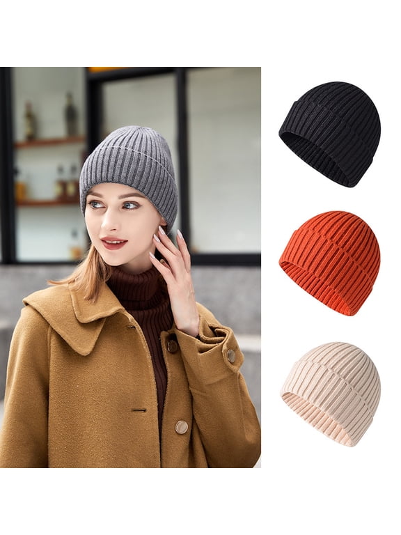 Beanie Hat for Women Men Winter Hat Womens Cuffed Beanies Knit Skull Cap Warm Ski Hats (Red)