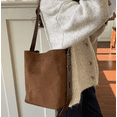thumbnail image 2 of URSOFINE Women’s Trendy Suede Tote Bag Slouchy Shoulder Bags For Women Fall Bucket Underarm Bag Winter Hobo Bag Work Purses Suede Travel Handbag with Adjustable Top Handle 2pcs, 2 of 2