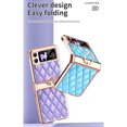 thumbnail image 6 of Foreverich Luxury Diamond Bling Glitter Case For Samsung Galaxy Z Flip 3/Z Flip 4 5G, Plating PC Grid Leather Ring Holder Stand Shockproof Case Cover, 6 of 11