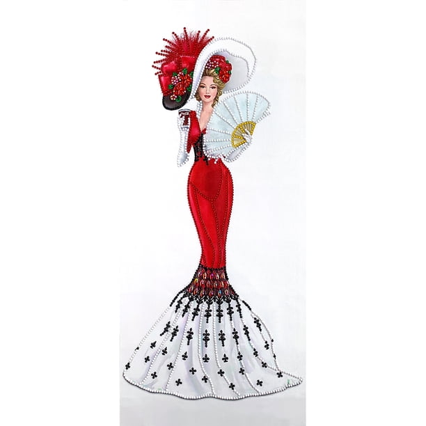 Cuadros Decorativos 5D DIY forma especial diamante pintura vestido señora taladro parcial arte (Y046) Wdftyju embutido en tela