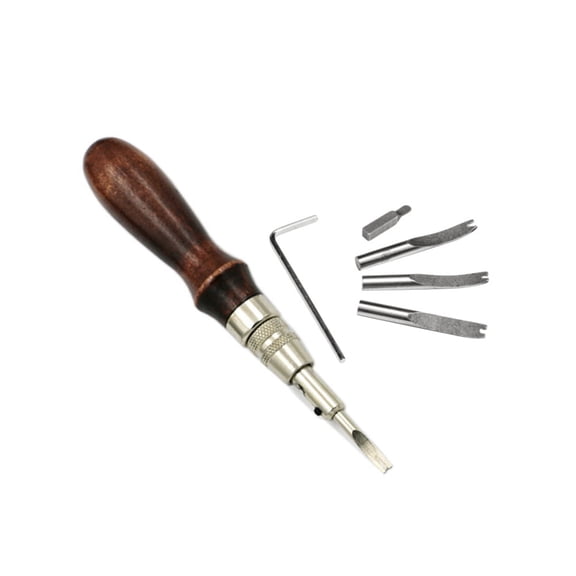 Baluue 7-Piece Leatherworking Tool Set with Steel and Wood Handles for Grooving, Beveling, Trimming and Crafting