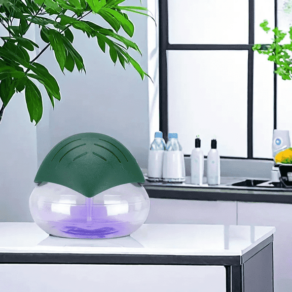 Large Capacity 1800ML Leaf Humidifier, Ultrasonic Steam Machine,With 2 LED color-changing lights, Green