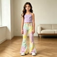 thumbnail image 5 of YAYUBA Girls Flare School Uniform Pants Kids Wide Leg Bell Bottoms Mid Rise Elastic Waist Loose Back To School Casual Pants with Pockets, 11-12 Years, Multicolour1, 5 of 5