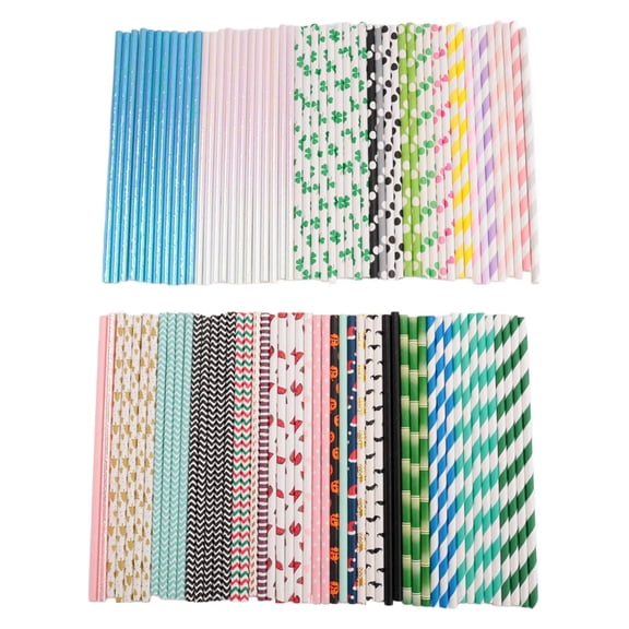 Biodegradable Paper Straws, 100 Pink For Party Supplies, Birthday, Wedding, Bridal/Baby Shower Decorations And Holiday Celebrations