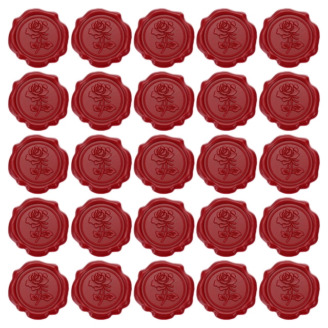 Unique Bargains Wax Seal Stickers, 50 Pcs Embossed Self Adhesive Rose Sticker, Red