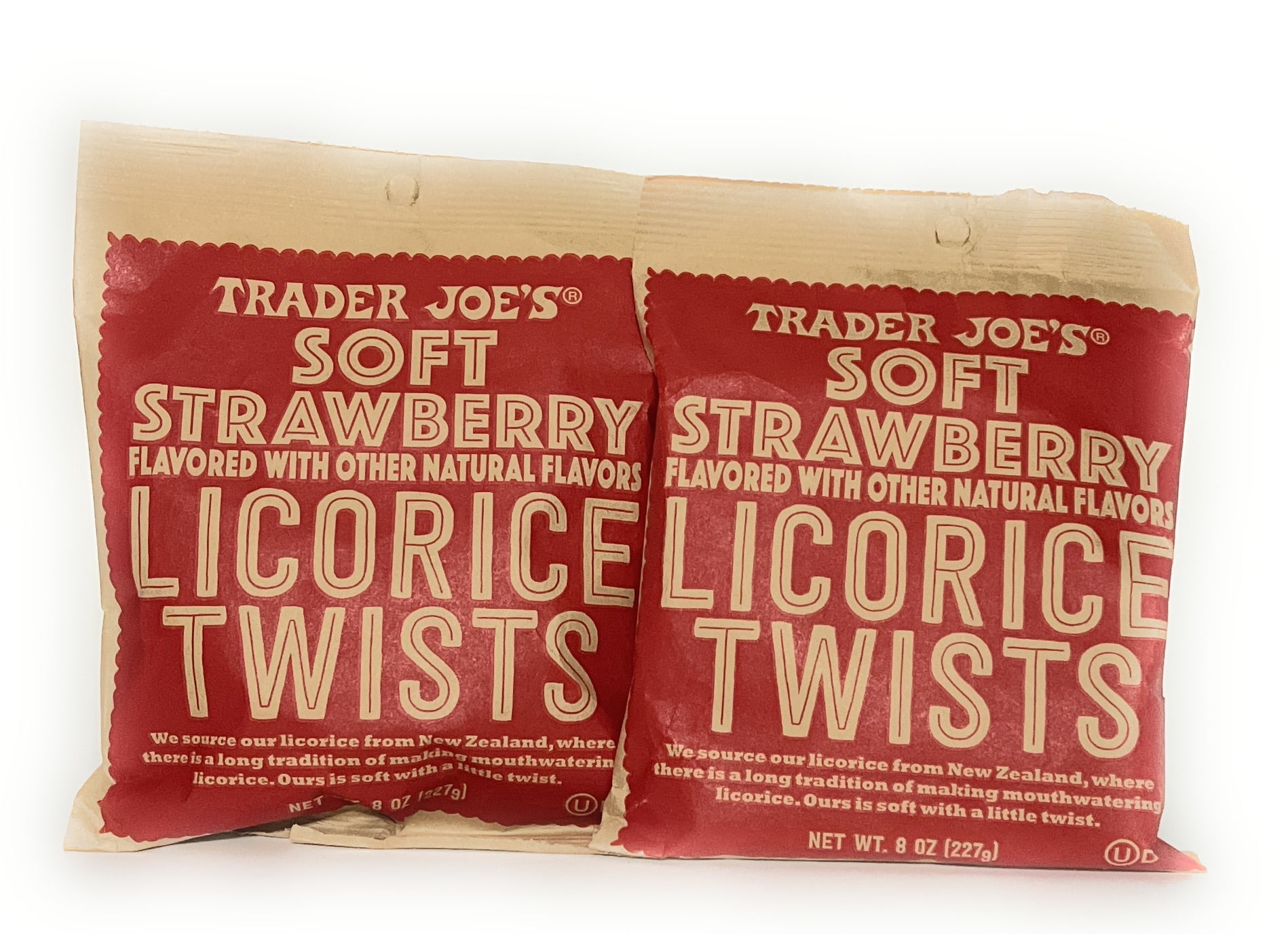 Trader Joe's Soft Strawberry Licorice Twists 8 Oz (Pack of 2)