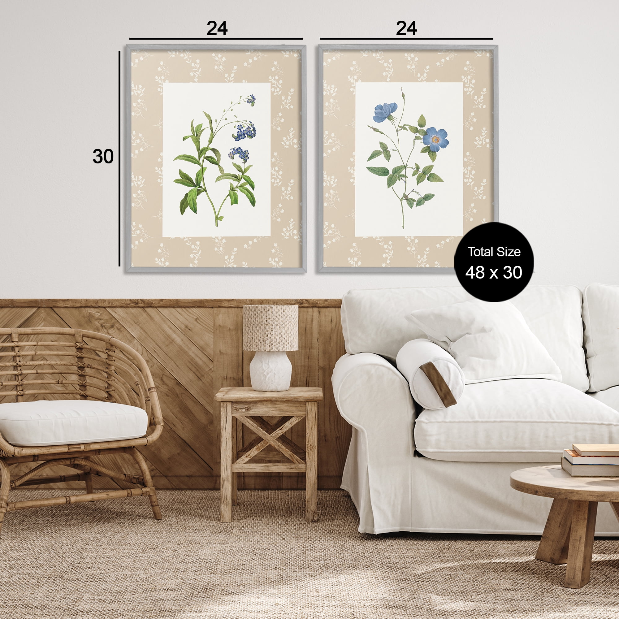 Stupell Industries Herbs on Beige Botanicals 2 Piece Gray Framed Giclee Art Set, design by Val Rhodes
