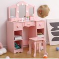 thumbnail image 2 of GloryStar Princess Vanity Table for Toddlers - Girls Vanity with Tri - Folding Mirror, Drawer, Kids Vanity Table,Open Storage Shelves & Makeup Playset and Chair, 2 of 6