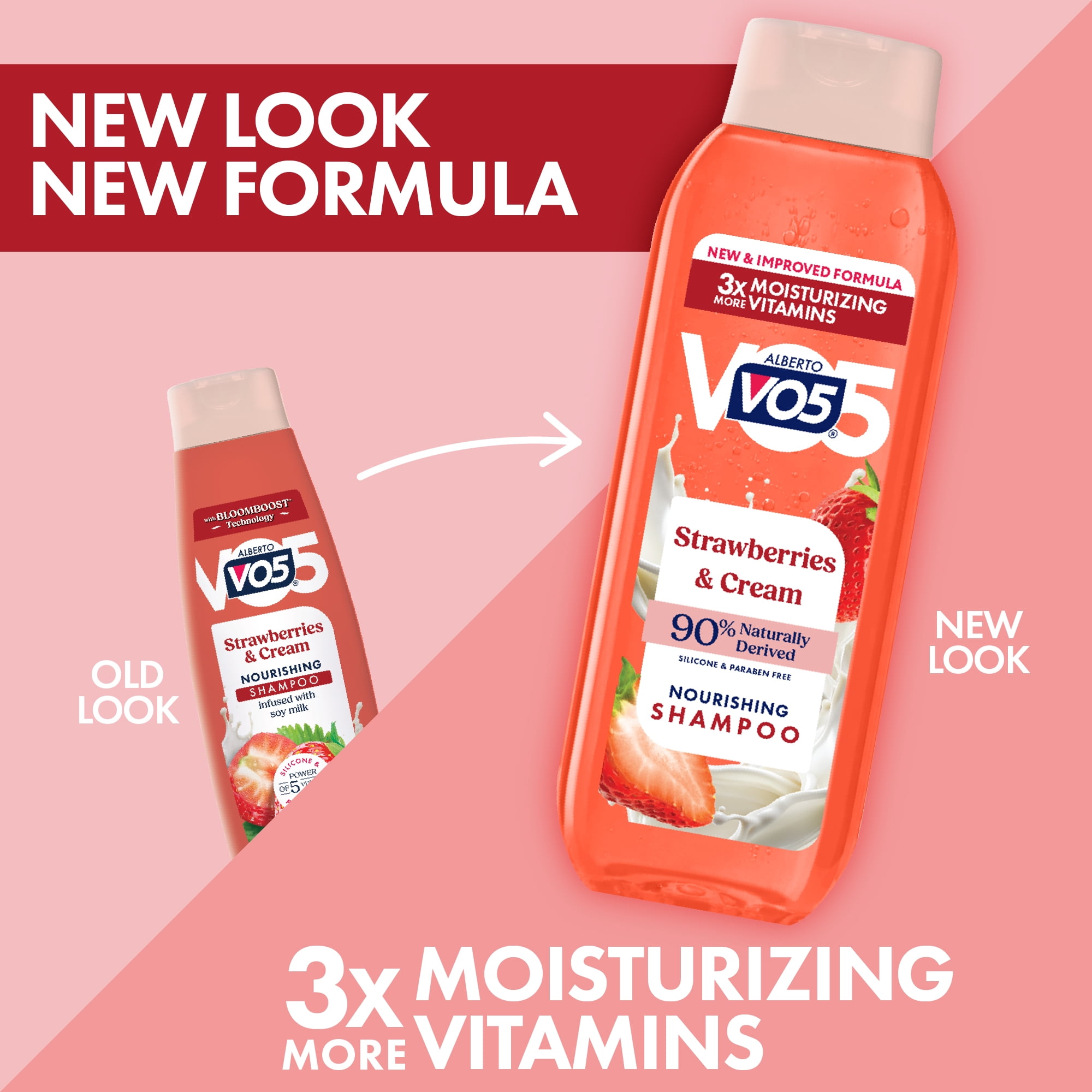 Alberto VO5 Strawberries & Cream Nourishing Shampoo with Soy Milk, Paraben Free, Vitamin-Enriched Formula for Soft, Healthy Hair