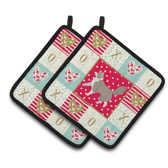 Asian Semi Longhaired Cat Love Pair of Pot Holders