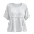 thumbnail image 4 of Womens Plus Size Babydoll Tops Summer Short Sleeve Peplum T Shirts Casual Loose Fit Crew Neck Going Out Tunics, 4 of 6