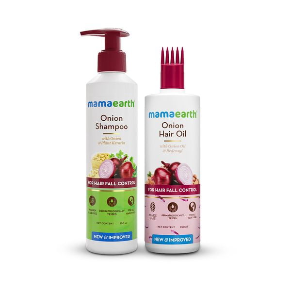Mamaearth Shampooing à l'Oignon, 250 ml et Huile, 150 ml